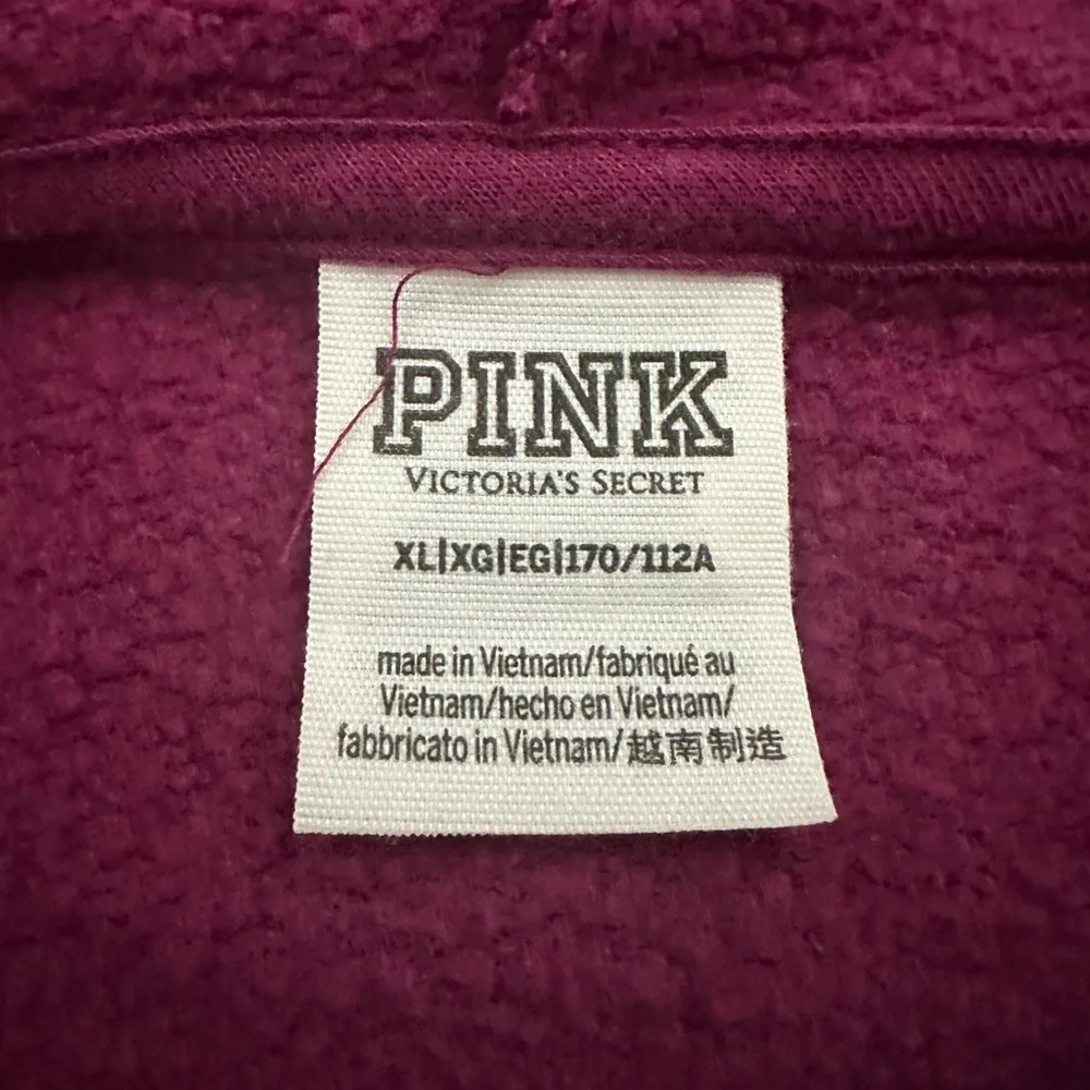 Victoria's Secret PINK Everyday Fleece Cropped Hoodie Vivid Magenta Pink Size XL - Picture 4 of 4